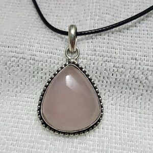 Rose Quartz Gemstone 925 Silver Pendant Necklace
